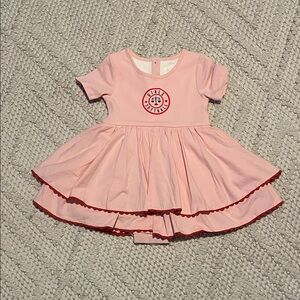 Sweethoney Pink Ruffled Dress with Girls Softball Logo -“league of their own” 3
